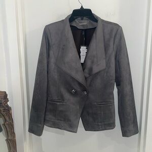 NWT White House Black Market size 12 Smoked Pearl gray Ultra Suede Jacket $170